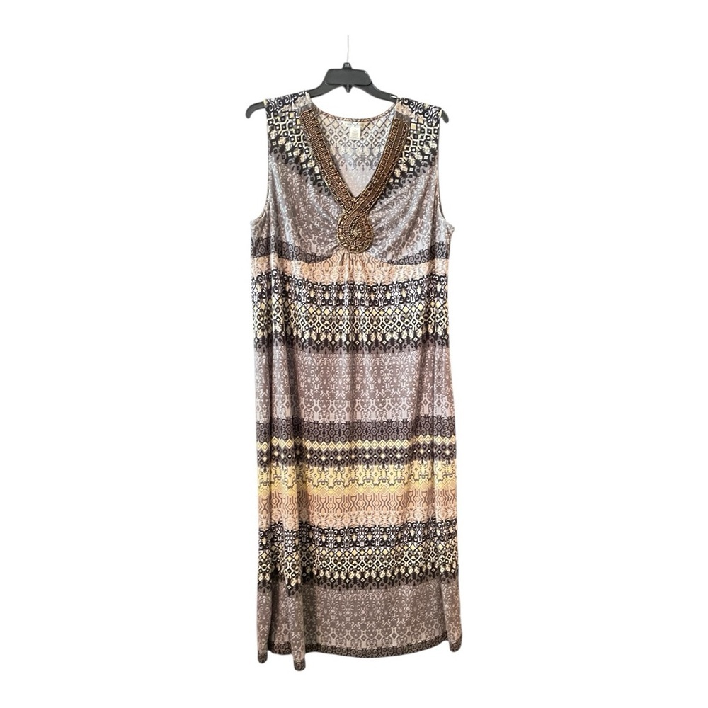 Elegant Bohemian Maxi Dress - Brown and Cream